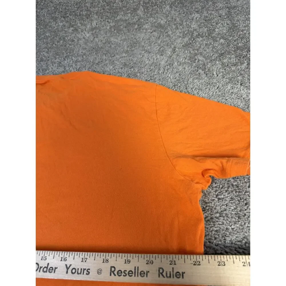 True Religion Shirt Mens 2XL Orange Buddha Guitar Logo Graphic Tagless Cotton